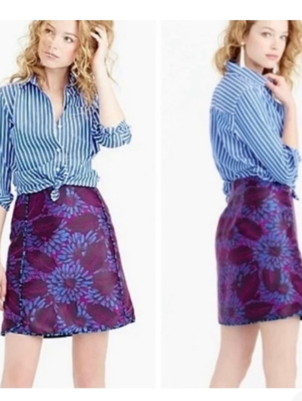 J. Crew Purple Midnight Floral Jacquard Skirt